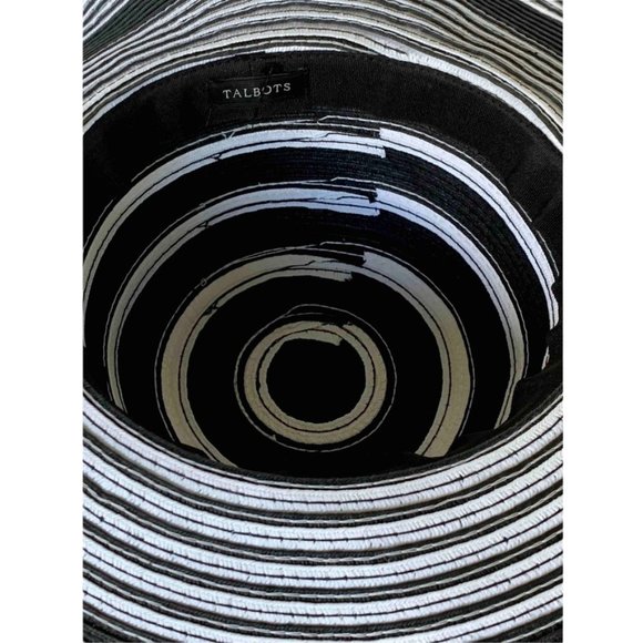 _Black and white wide brim straw sun hat from Talbots - Picture 8 of 8